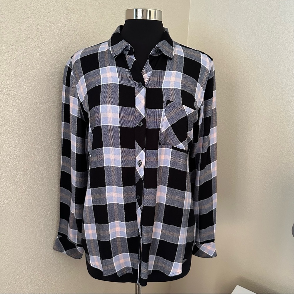 Rails Hunter In Onyx Perwinkle Blush Button Up Lo… - image 2